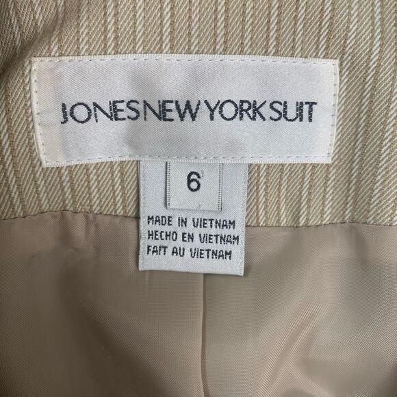 Jones New York Size 6 Blazer Jacket Beige Stripe Career Classic Capsule Wardrobe - Picture 12 of 13